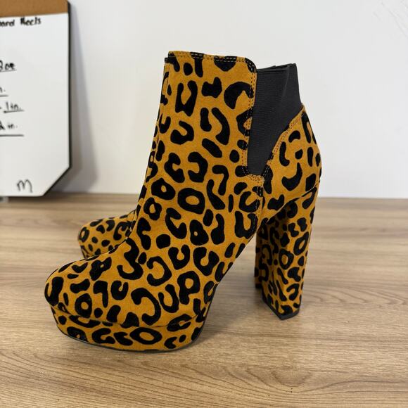 Unbranded Womens Leopard Print Platform Chunky Booties Size 9 Animal Print Club - Picture 2 of 10